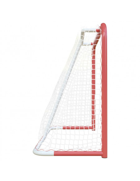 Porta Hockey Rete Rossa Bianca 153x60x118cm Acciaio Poliestere