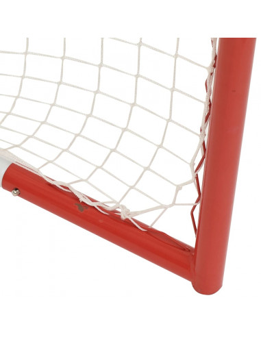 Porta Hockey Rete Rossa Bianca 153x60x118cm Acciaio Poliestere