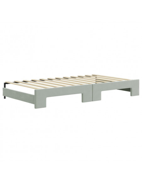 Divano Letto Estraibile Cassetti Grigio Chiaro 100x200 Velluto