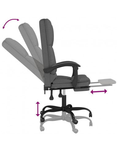 Sedia da Ufficio Massaggio Reclinabile Grigio Scuro in Tessuto