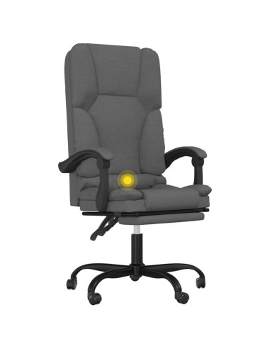 Sedia da Ufficio Massaggio Reclinabile Grigio Scuro in Tessuto