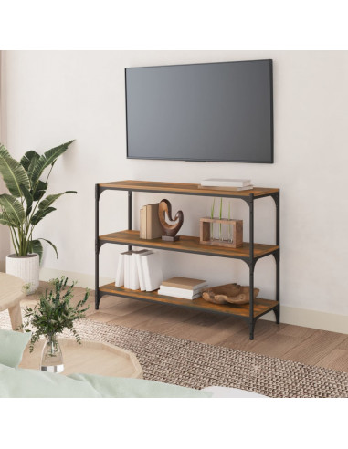 Libreria rovere fumo 100x33x70,5 cm Legno Multistrato e Acciaio