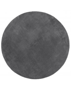 Tappeto a Pelo Corto HUARTE Morbido e Lavabile Antracite Ø100cm 2