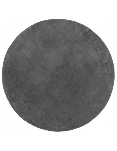 Tappeto a Pelo Corto HUARTE Morbido e Lavabile Antracite Ø100cm