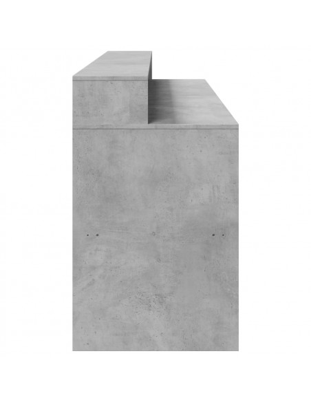 Scrivania con Luci LED Grigio Cemento 200x55x91 cm Truciolato
