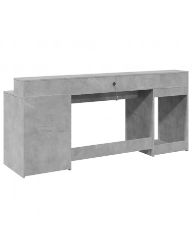 Scrivania con Luci LED Grigio Cemento 200x55x91 cm Truciolato