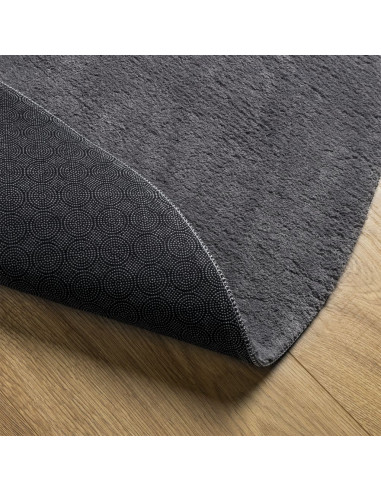 Tappeto a Pelo Corto HUARTE Morbido e Lavabile Antracite Ø100cm