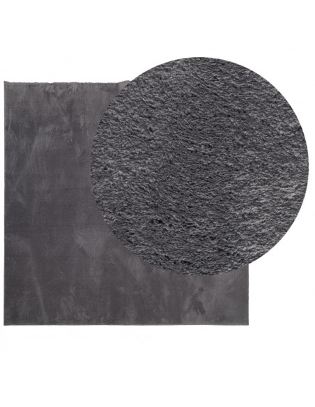 Tappeto Pelo Corto HUARTE Morbido Lavabile Antracite 240x240 cm