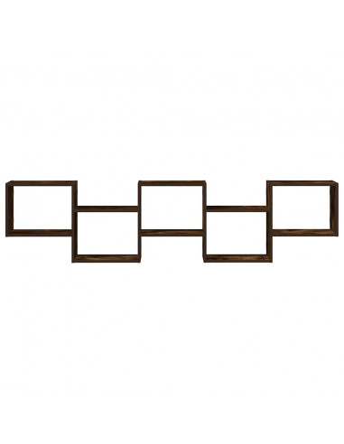 Mensola a Cubo da Parete 5 Scomparti in Truciolato Rovere Fumo
