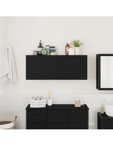 Mobile da Bagno a Parete Nero 100x25x40 cm in Truciolato