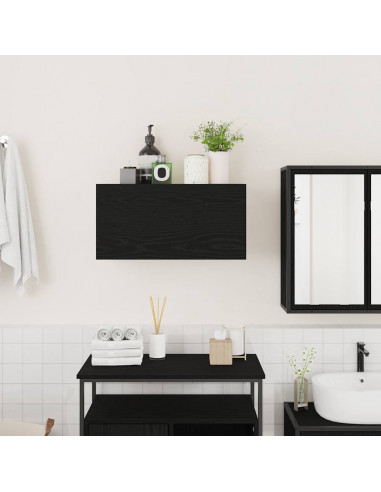Mobile da Bagno a Parete Nero 60x25x30 cm in Legno Multistrato