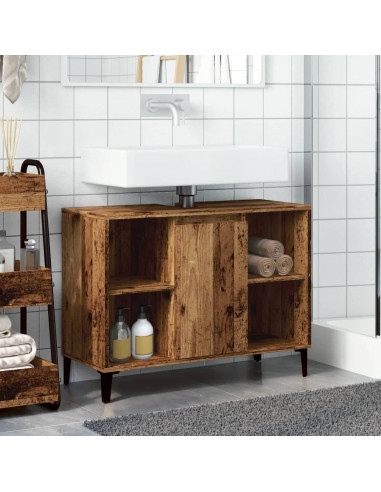 Mobile Lavabo Legno Antico 80x33x60 cm in Legno Multistrato