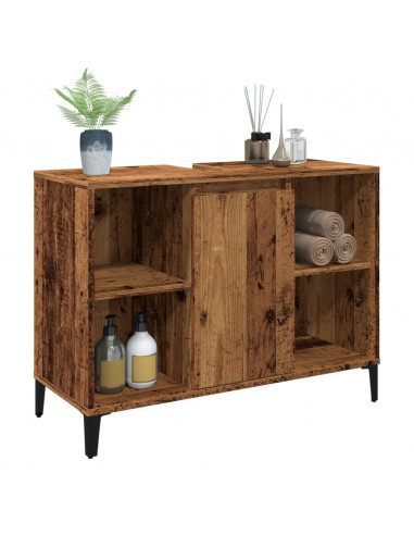 Mobile Lavabo Legno Antico 80x33x60 cm in Legno Multistrato
