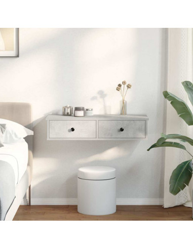 Scaffale a Parete con Cassetti Grigio 80x31x17 cm in Truciolato