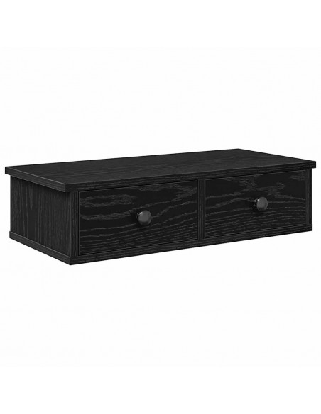 Scaffale a Parete con Cassetti Nero 60x25x15 cm in Truciolato