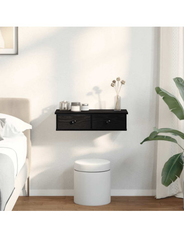 Scaffale a Parete con Cassetti Nero 60x25x15 cm in Truciolato