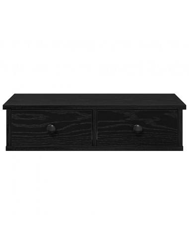 Scaffale a Parete con Cassetti Nero 60x25x15 cm in Truciolato
