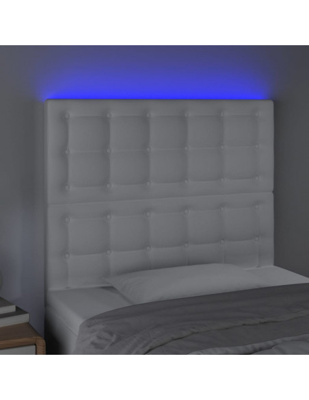Testiera a LED Bianco 100x5x118/128 cm in Similpelle