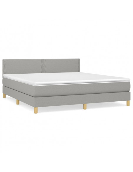 Giroletto a Molle con Materasso Grigio Chiaro180x200 cm Tessuto