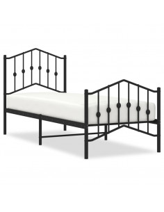 Giroletto con Testiera e Pediera Metallo Nero 75x190 cm 2