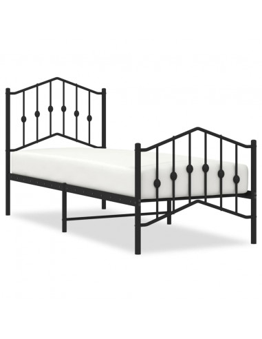 Giroletto con Testiera e Pediera Metallo Nero 75x190 cm