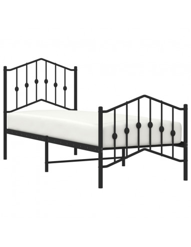 Giroletto con Testiera e Pediera Metallo Nero 75x190 cm