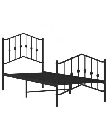 Giroletto con Testiera e Pediera Metallo Nero 75x190 cm