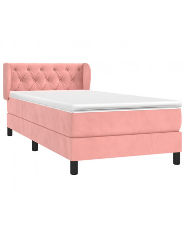 Giroletto a Molle con Materasso Rosa 80x200 cm in Velluto