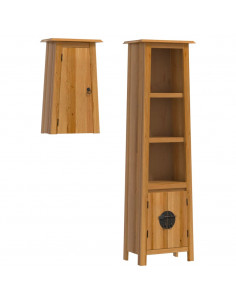 Set Mobili da Bagno 2 pz in Legno Massello di Pino 2