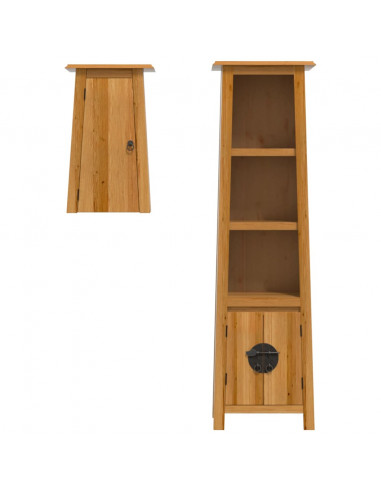 Set Mobili da Bagno 2 pz in Legno Massello di Pino