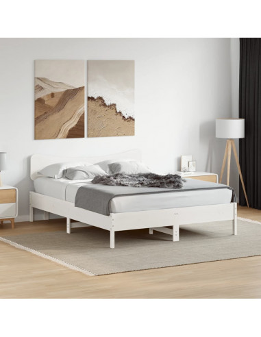 Testiera Bianca 160 cm in Legno Massello di Pino