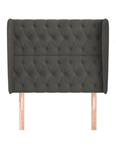 Testiera ad Orecchio Grigio Scuro 93x23x118/128 cm in Velluto