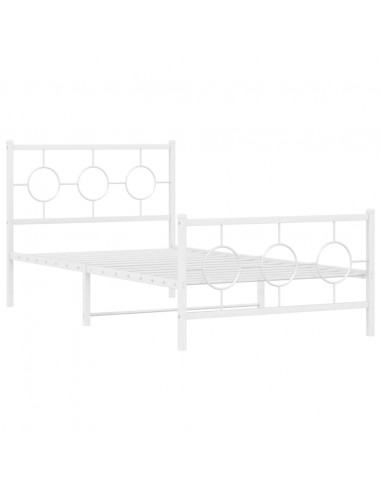 Giroletto con Testiera e Pediera Metallo Bianco 100x200 cm