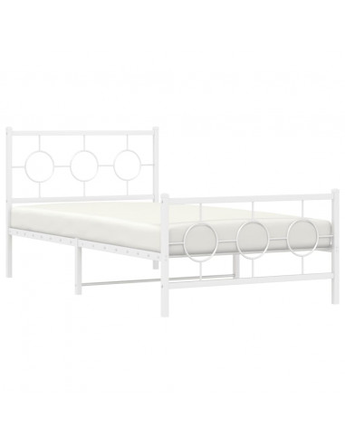 Giroletto con Testiera e Pediera Metallo Bianco 100x200 cm