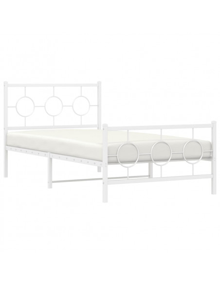 Giroletto con Testiera e Pediera Metallo Bianco 100x200 cm