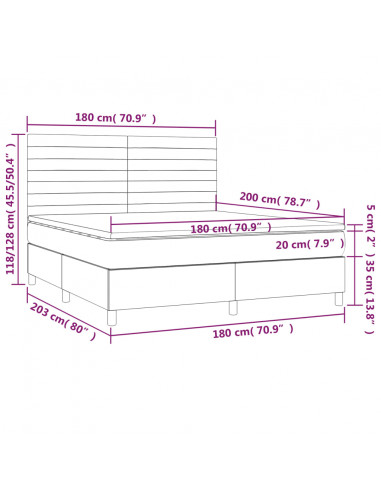 Giroletto a Molle con Materasso Tortora 180x200 cm in Tessuto