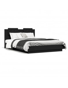 Giroletto con Testiera Nero 120x200 cm in Legno Multistrato 2