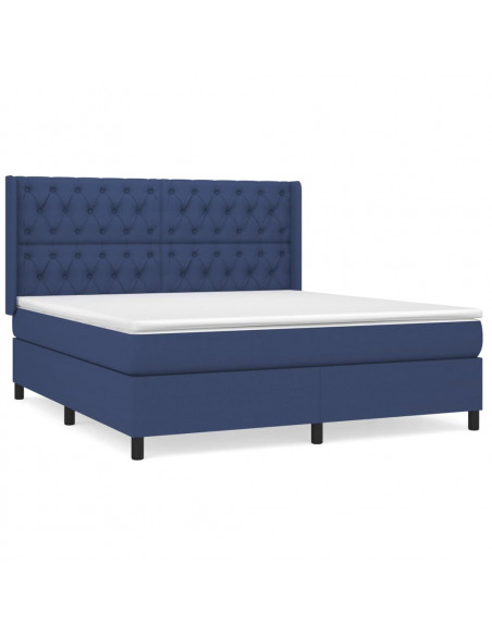Giroletto a Molle con Materasso Blu 160x200 cm in Tessuto