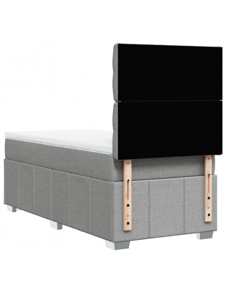 Giroletto a Molle con Materasso Grigio Chiaro 90x200 cm Tessuto