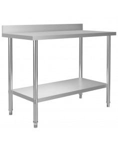 Tavolo Lavoro Cucina con Mensola 120x60x120 cm in Acciaio Inox 2