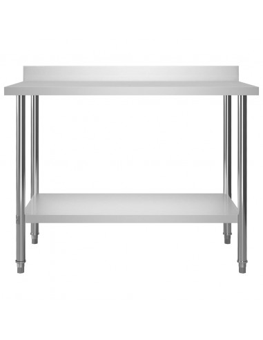 Tavolo Lavoro Cucina con Mensola 120x60x120 cm in Acciaio Inox