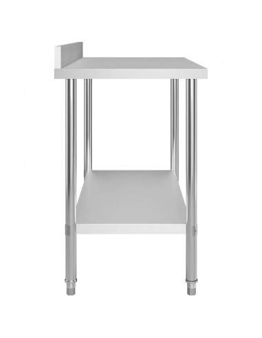 Tavolo Lavoro Cucina con Mensola 120x60x120 cm in Acciaio Inox