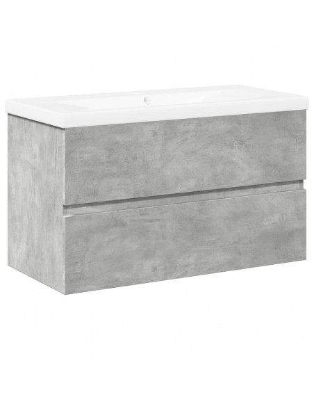 Set Mobili da Bagno 2 pz Grigio Cemento in Legno Multistrato