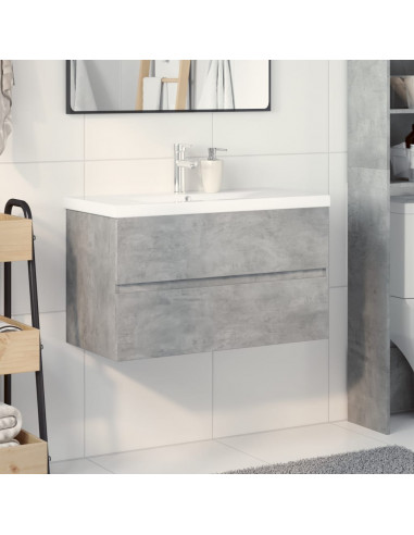Set Mobili da Bagno 2 pz Grigio Cemento in Legno Multistrato