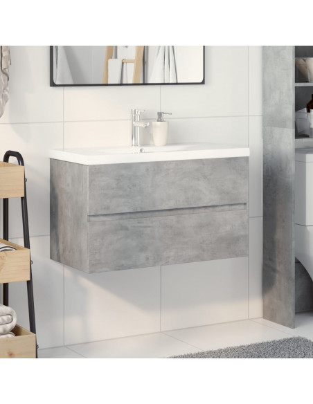 Set Mobili da Bagno 2 pz Grigio Cemento in Legno Multistrato