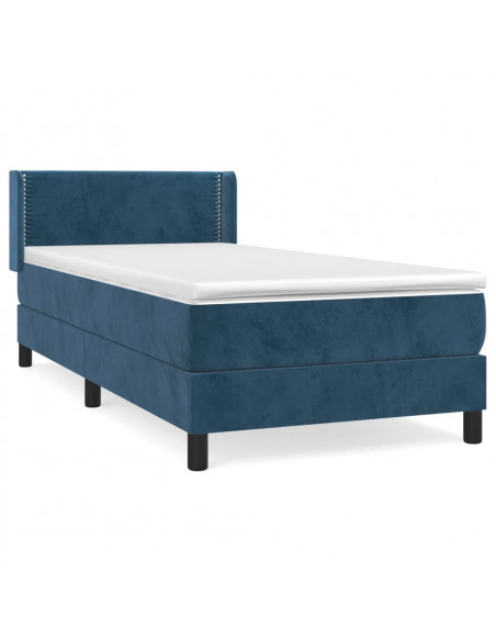 Giroletto a Molle con Materasso Blu Scuro 90x200 cm in Velluto