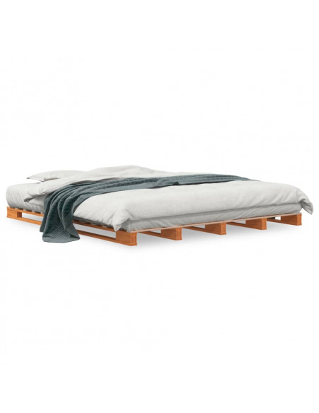 Letto Pallet Marrone Cera 180x200 cm in Legno Massello di Pino