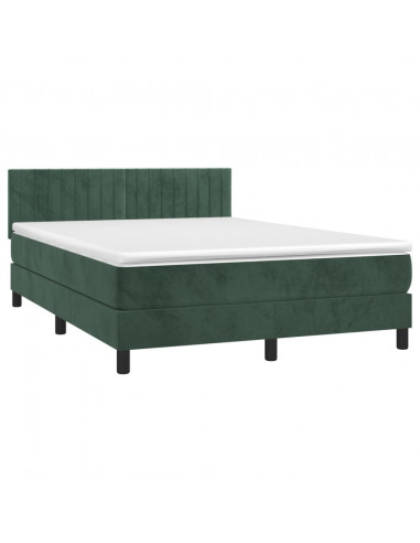 Giroletto a Molle con Materasso Verde Scuro 140x200 cm Velluto