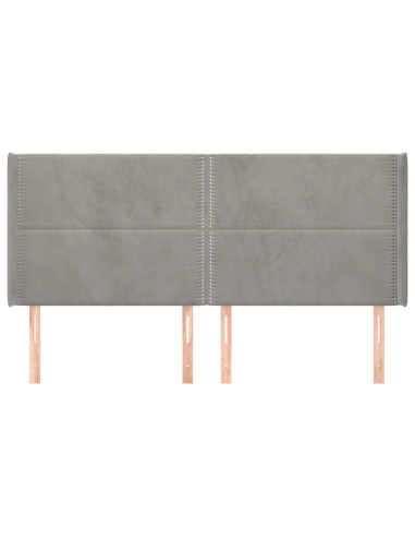 Testiera ad Orecchio Grigio Chiaro 163x16x118/128 cm in Velluto