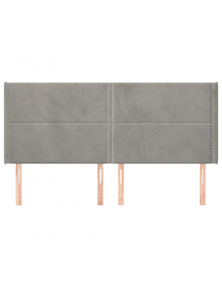 Testiera ad Orecchio Grigio Chiaro 163x16x118/128 cm in Velluto